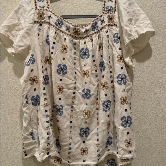 Torrid embroidered flutter sleeve square neck top - Picture 3 of 4